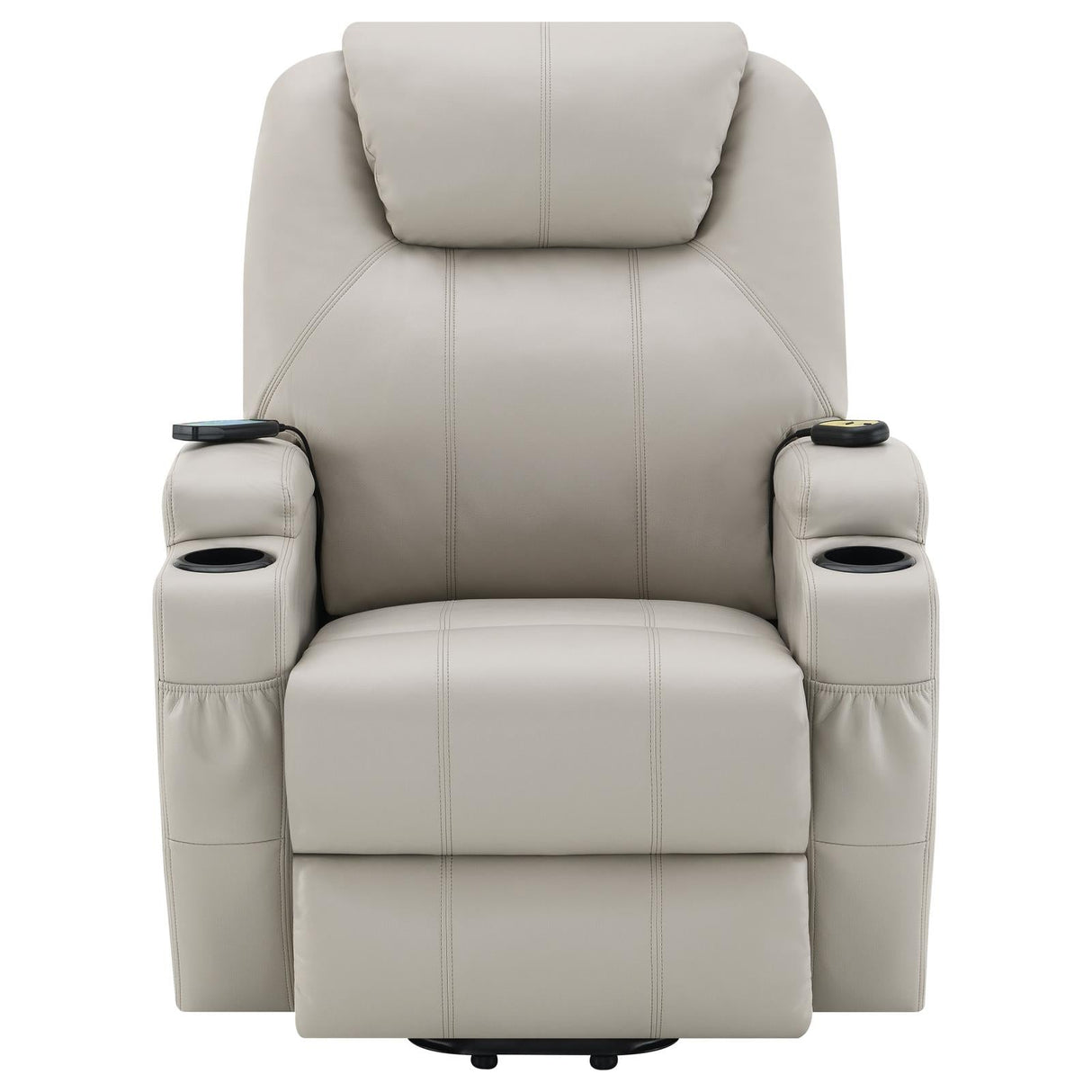 Sanger Upholstered Power Lift Recliner Chair with Massage Champagne