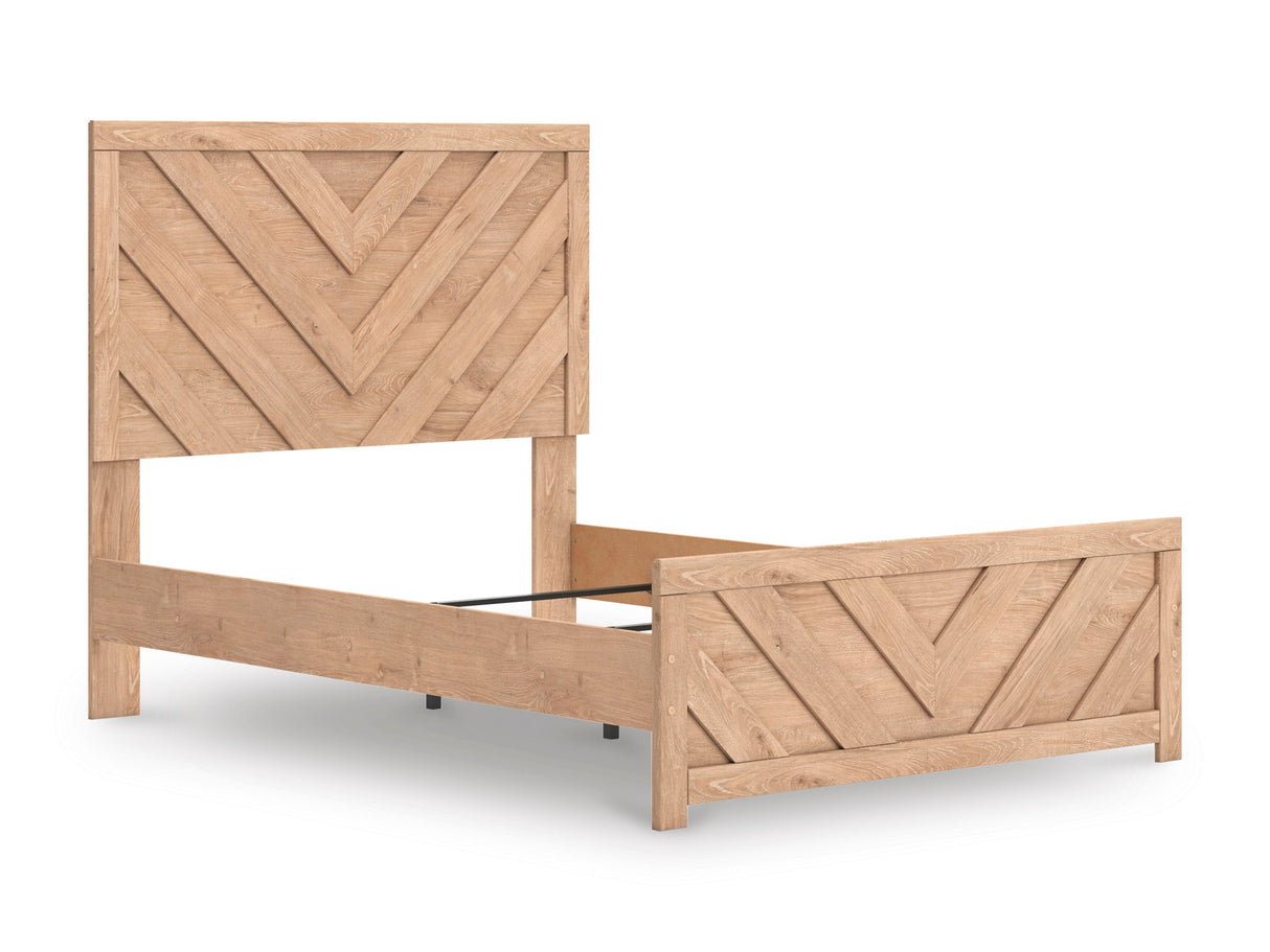 Sanginlane Tan Crossbuck Full Panel Bed by Ashley at Eve Furniture