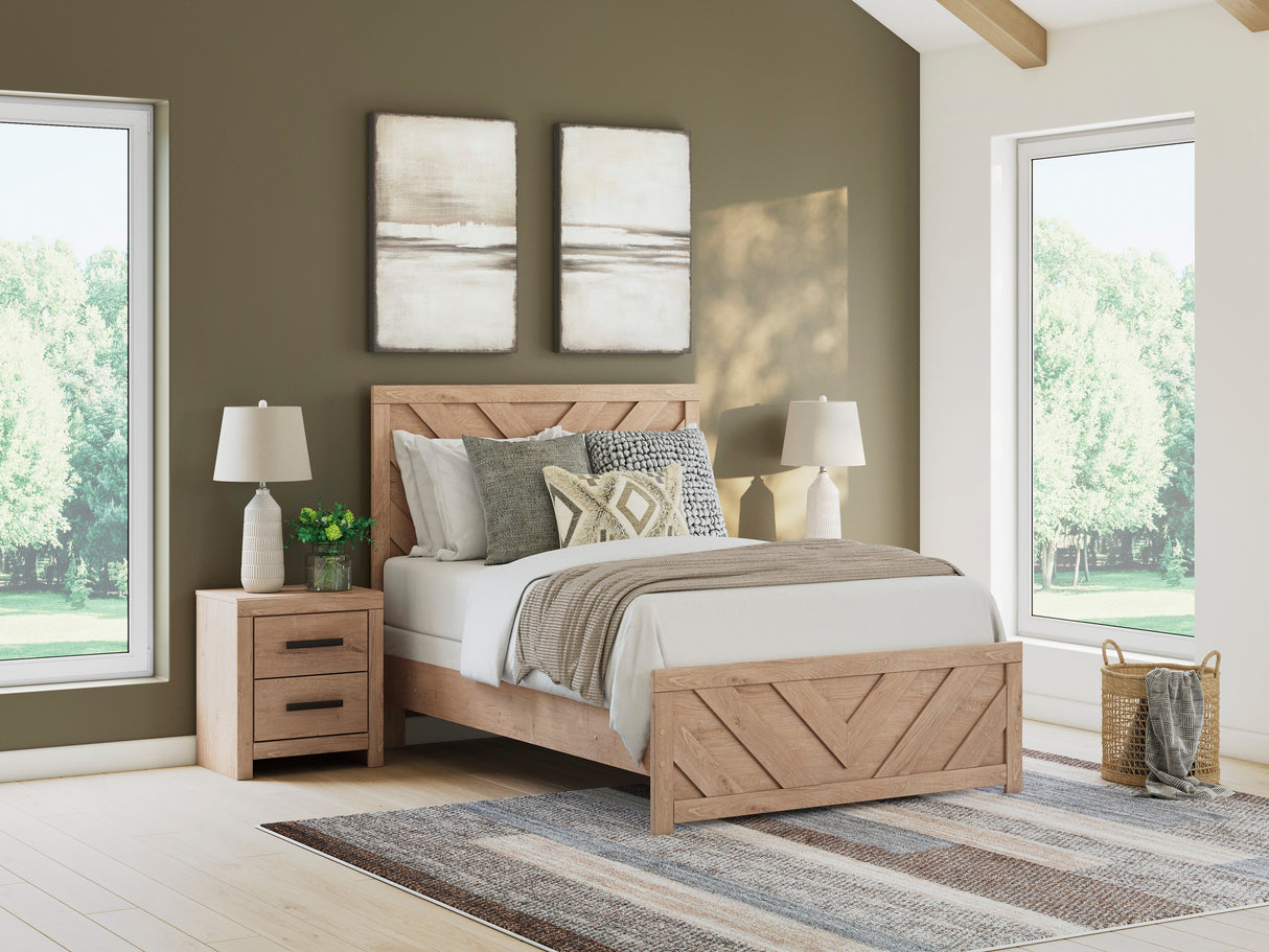 Sanginlane Tan Crossbuck Full Panel Bed by Ashley at Eve Furniture