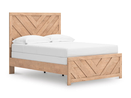 Sanginlane Tan Crossbuck Full Panel Bed by Ashley at Eve Furniture