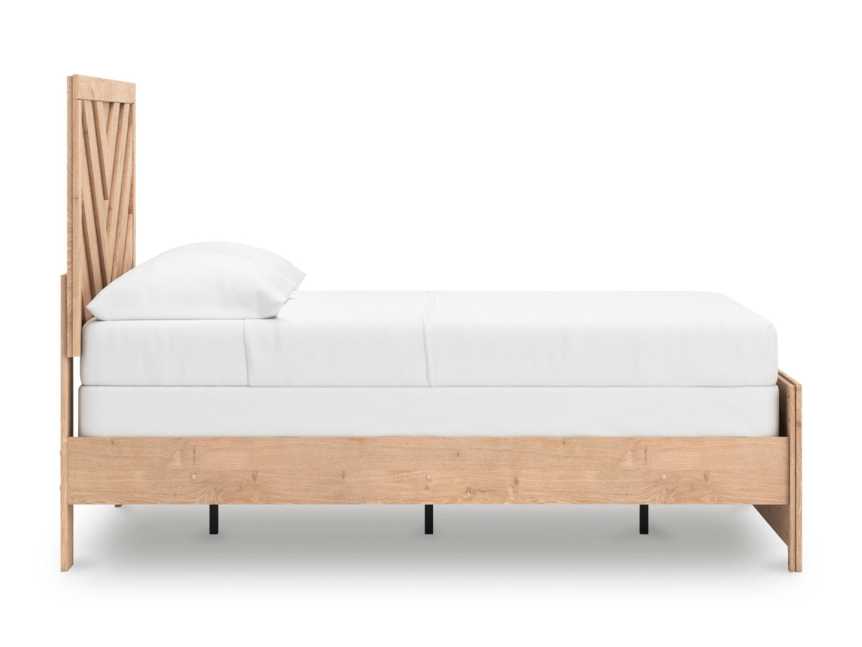 Sanginlane Tan Crossbuck Full Panel Bed by Ashley at Eve Furniture