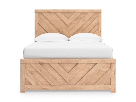 Sanginlane Tan Crossbuck Full Panel Bed by Ashley at Eve Furniture