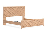 Sanginlane Tan Crossbuck King Panel Bed by Ashley at Eve Furniture