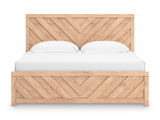 Sanginlane Tan Crossbuck King Panel Bed by Ashley at Eve Furniture