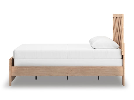 Sanginlane Tan Crossbuck Queen Panel Bed by Ashley at Eve Furniture
