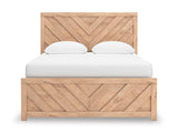Sanginlane Tan Crossbuck Queen Panel Bed by Ashley at Eve Furniture