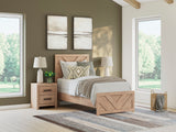 (Special) Sanginlane Tan Crossbuck Twin Panel Bed by Ashley at Eve Furniture