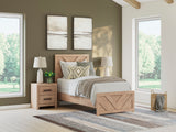 (Special) Sanginlane Tan Crossbuck Twin Panel Bed by Ashley at Eve Furniture