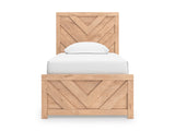 (Special) Sanginlane Tan Crossbuck Twin Panel Bed by Ashley at Eve Furniture