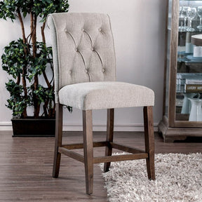 Sania Beig/Rustic Oak Counter Height Chair Set of 2 by Furniture of America at Eve Furniture