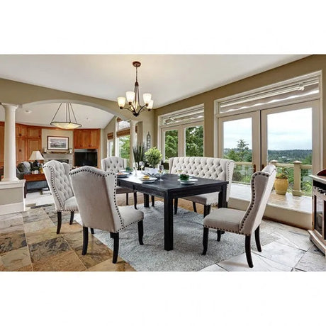 Sania Rustic Antique Black/Beige 7-Piece Dining Room Set by Furniture of America at Eve Furniture