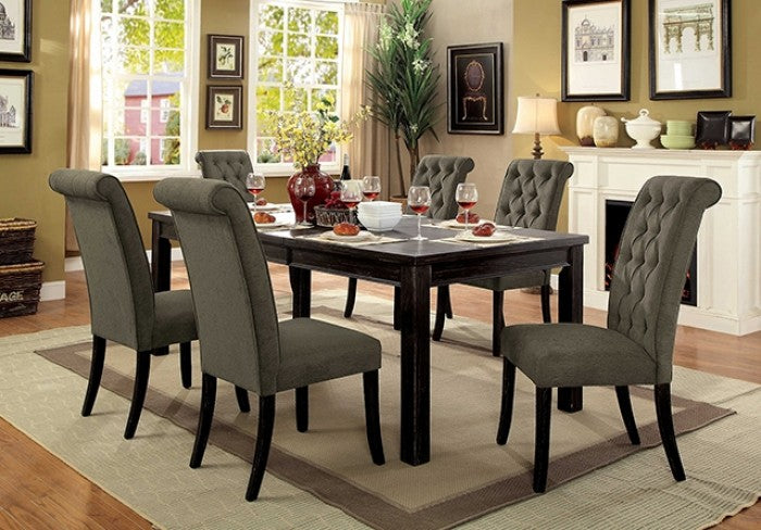Sania Rustic/Antique Black/Beige 7-Piece Dining Room Set by Furniture of America at Eve Furniture