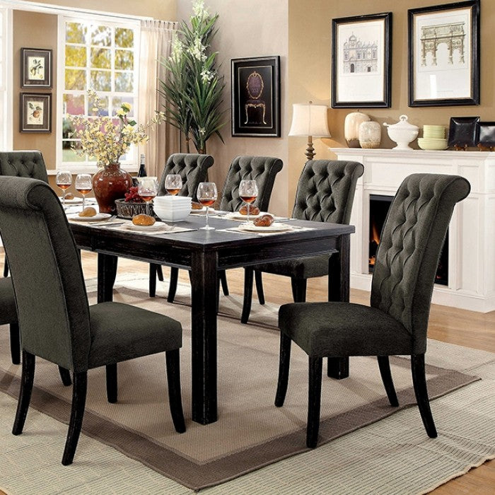 Sania Rustic/Antique Black/Beige 9-Piece Dining Room Set by Furniture of America at Eve Furniture