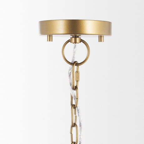 Sanne Antiqued Gold Metal w/ Silver Foil Large Pendant Light by Mercana at Eve Furniture