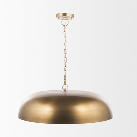Sanne Antiqued Gold Metal w/ Silver Foil Wide Pendant Light by Mercana at Eve Furniture