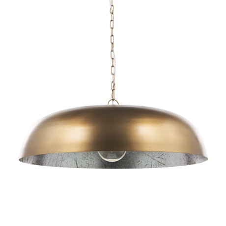 Sanne Antiqued Gold Metal w/ Silver Foil Wide Pendant Light by Mercana at Eve Furniture