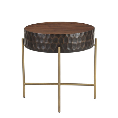 Santa Cruz 24" Round Side Table in Two Tone by Home Trends & Design at Eve Furniture