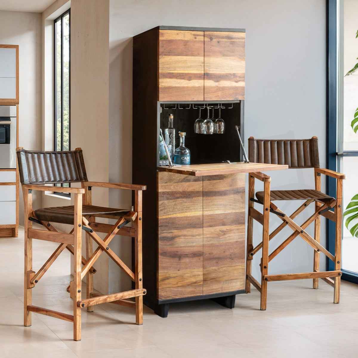 Santa Fe 72" Bar Cabinet in Natural Saal Wood by Home Trends & Design at Eve Furniture