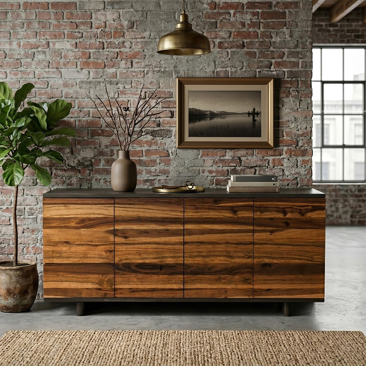 Santa Fe 72" Four Door Sideboard in Natural Saal Wood by Home Trends & Design at Eve Furniture