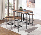 Santana Weathered Chestnut/Black 5-Piece Bar Set