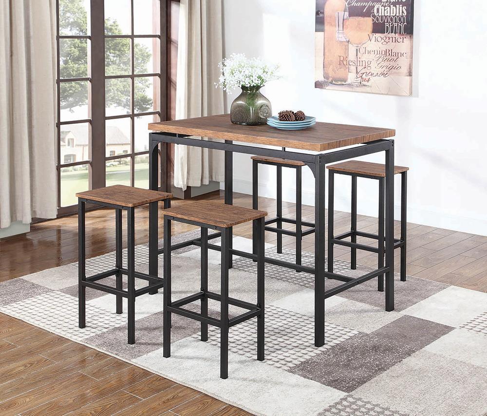 Santana Weathered Chestnut/Black 5-Piece Bar Set by Coaster at Eve Furniture