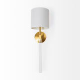 Santander II Gold Metal and White Linen Shade Wall Sconce by Mercana at Eve Furniture