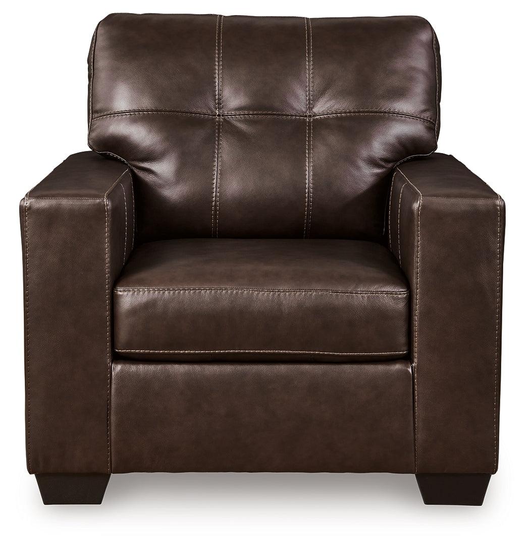 Santorine Dark Brown Leather Chair by Ashley at Eve Furniture