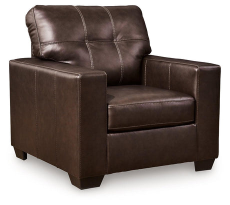 Santorine Dark Brown Leather Chair by Ashley at Eve Furniture