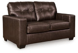 Santorine Dark Brown Leather Loveseat by Ashley at Eve Furniture
