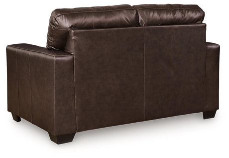 Santorine Dark Brown Leather Loveseat by Ashley at Eve Furniture