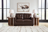Santorine Dark Brown Leather Loveseat by Ashley at Eve Furniture