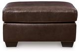 Santorine Dark Brown Leather Ottoman by Ashley at Eve Furniture