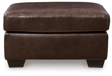 Santorine Dark Brown Leather Ottoman by Ashley at Eve Furniture