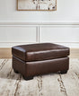 Santorine Dark Brown Leather Ottoman by Ashley at Eve Furniture
