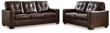 Santorine Dark Brown Leather Sofa and Loveseat by Ashley at Eve Furniture