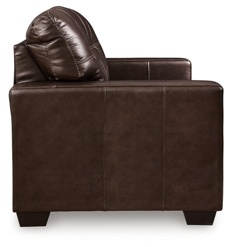 Santorine Dark Brown Leather Loveseat by Ashley at Eve Furniture