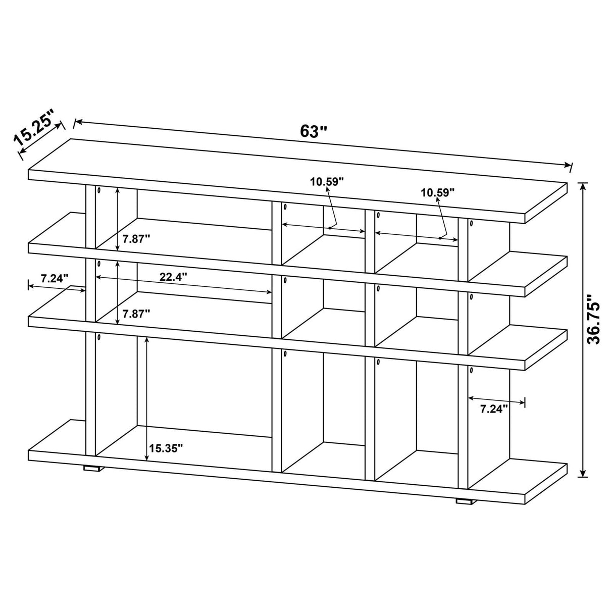 Santos Weathered Gray 3-Tier Bookcase