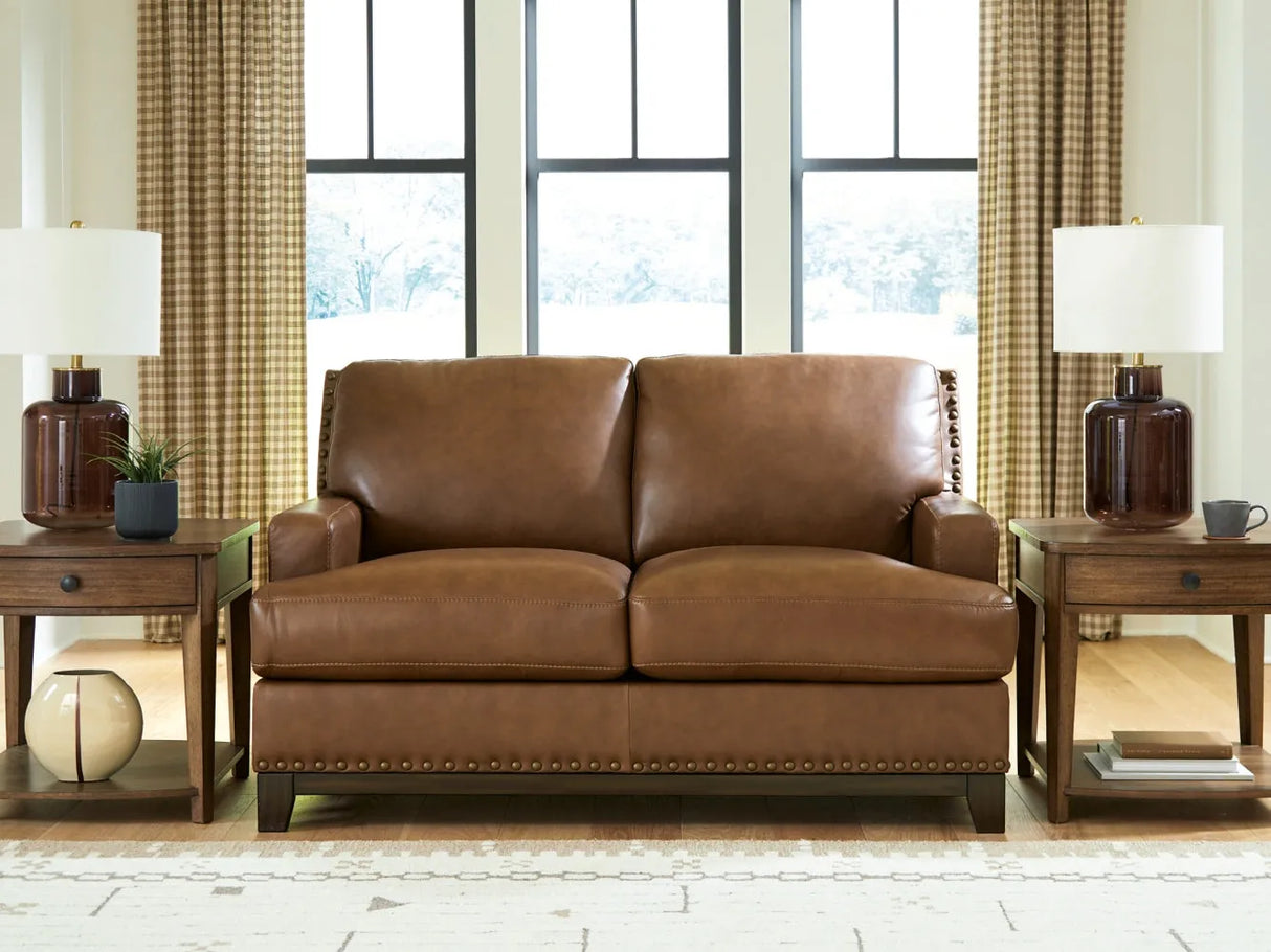 Saonara Amber Genuine Leather Sofa and Loveseat by Ashley at Eve Furniture