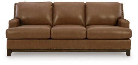 Saonara Amber Genuine Leather Sofa and Loveseat by Ashley at Eve Furniture