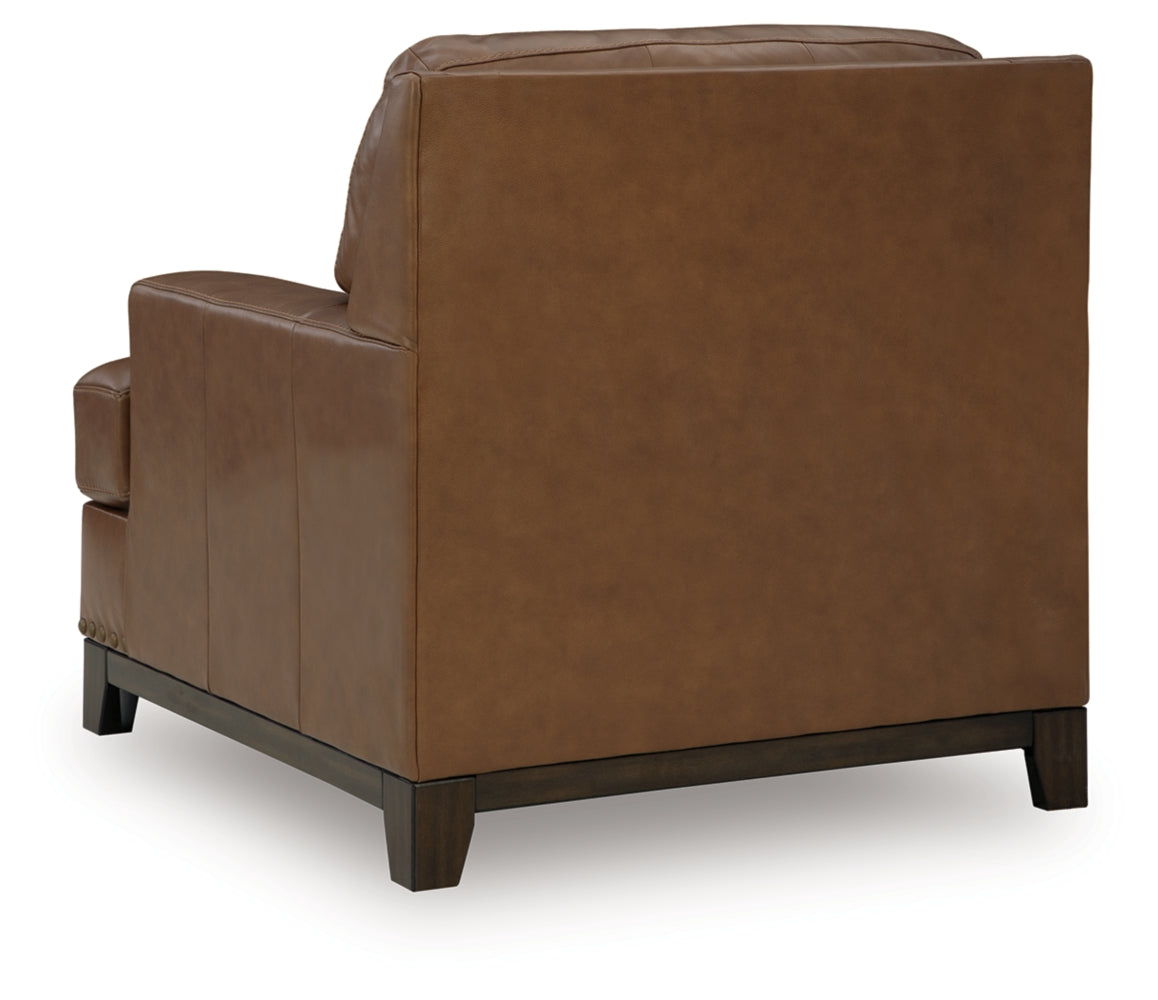 Saonara Caramel/Brown Genuine Leather Chair by Ashley at Eve Furniture