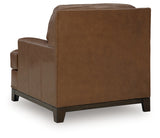 Saonara Caramel/Brown Genuine Leather Chair by Ashley at Eve Furniture
