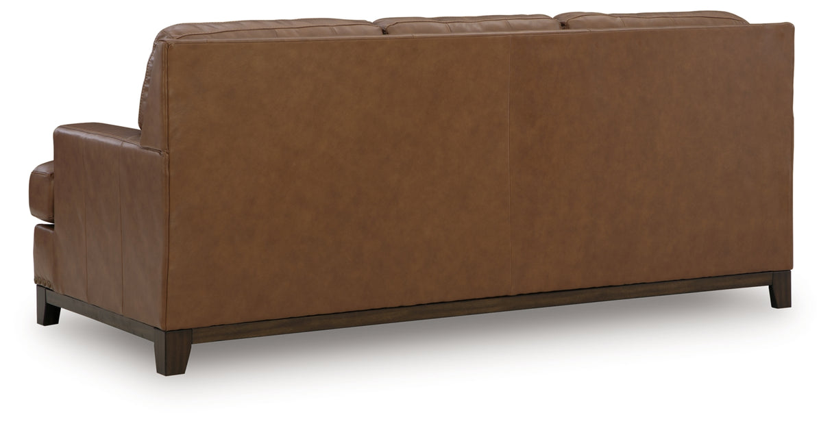 Saonara Caramel/Brown Genuine Leather Sofa and Loveseat by Ashley at Eve Furniture