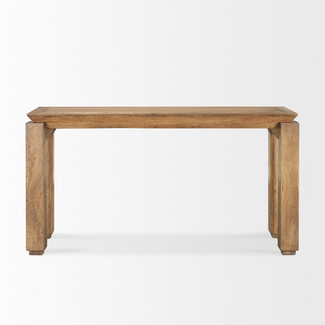 Sapphira Brown Wood Tapered Top Console Table by Mercana at Eve Furniture