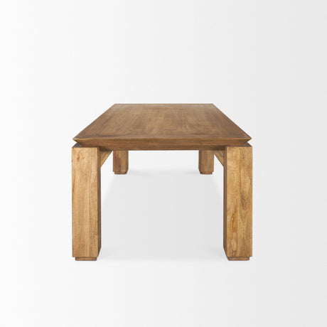 Sapphira Brown Wood Tapered Top Rectangular Dining Table by Mercana at Eve Furniture