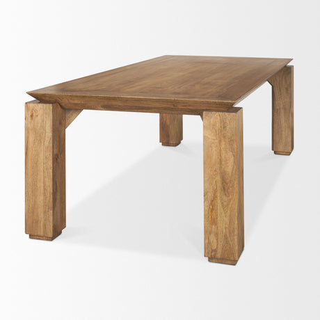 Sapphira Brown Wood Tapered Top Rectangular Dining Table by Mercana at Eve Furniture