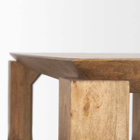 Sapphira Brown Wood Tapered Top Rectangular Dining Table by Mercana at Eve Furniture
