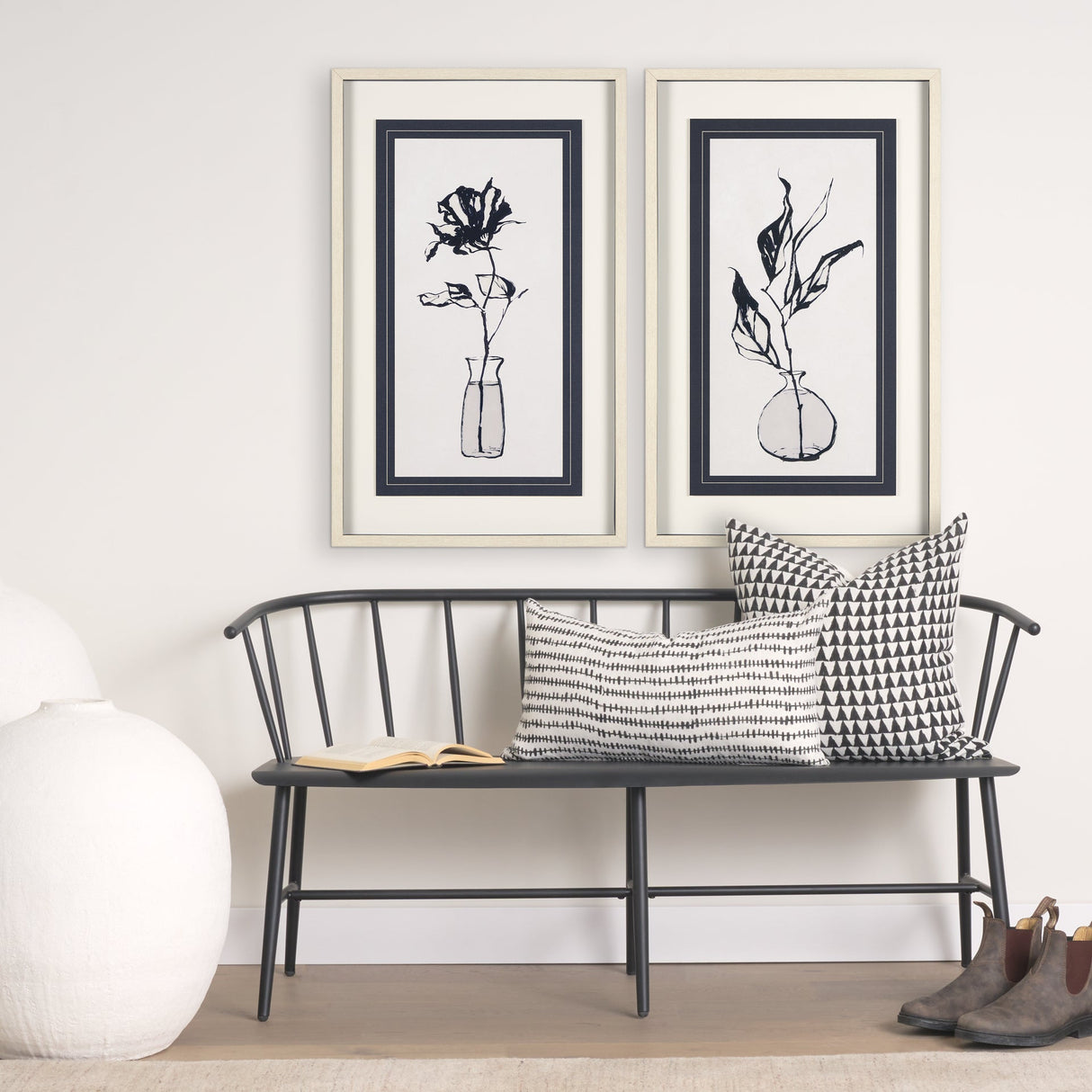 Sapphire Vase I by Mercana Studio a Hand Embellished Textured Framed Art Print Matted under Glass by Mercana at Eve Furniture