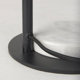 Sarah 15.0L x 10.0W x 22.2H Arched Black Metal W/Marble Cube and White Shade Table Lamp by Mercana at Eve Furniture
