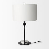Sarah 15.0L x 10.0W x 22.2H Arched Black Metal W/Marble Cube and White Shade Table Lamp by Mercana at Eve Furniture