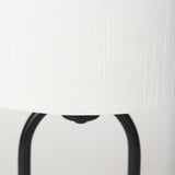 Sarah 15.0L x 10.0W x 22.2H Arched Black Metal W/Marble Cube and White Shade Table Lamp by Mercana at Eve Furniture